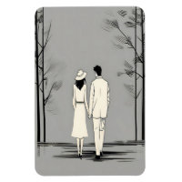 Couple romantique en promenade Ligne d'art minimal