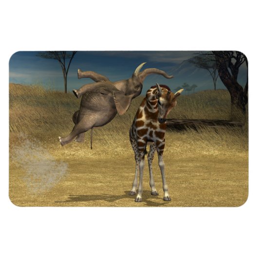 Magnet Flexible Coups d'éléphant sur la girafe (Horizontal)