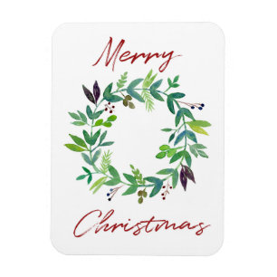 Magnet Flexible Couronne aquarelle de Noël joyeux