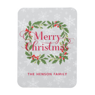Magnet Flexible Couronne de houx élégante Joyeux Noël