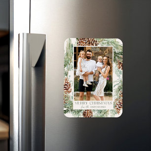 Magnet Flexible Couronne de pin rustique aquarelle pour photo de v