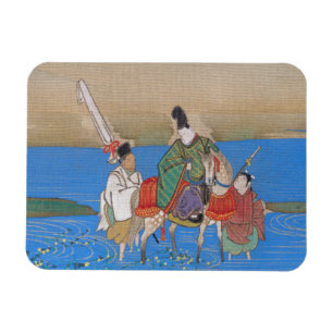 Magnet Flexible Courtisan masculin traversant à cheval la rivièr