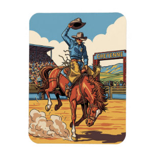 Magnet Flexible Cowboy à Rodeo à Cheyenne Wyoming Travel