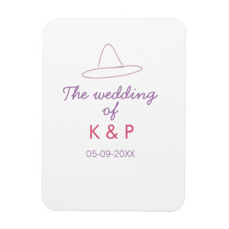 Magnet Flexible cowboy hat the wedding of couple name date purple 