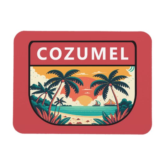 Magnet Flexible Cozumel Mexico Retro Emblem (Horizontal)