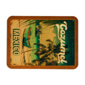 Magnet Flexible Cozumel Palm Tree Retro 80s Playa mexicaine (Horizontal)
