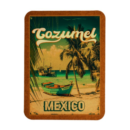 Magnet Flexible Cozumel Palm Tree Retro 80s Playa mexicaine (Vertical)