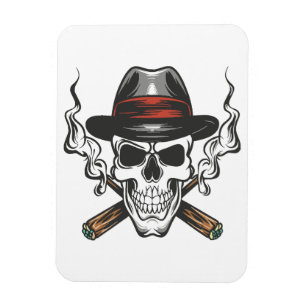 Magnet Flexible Crâne de gangster avec chapeau fedora