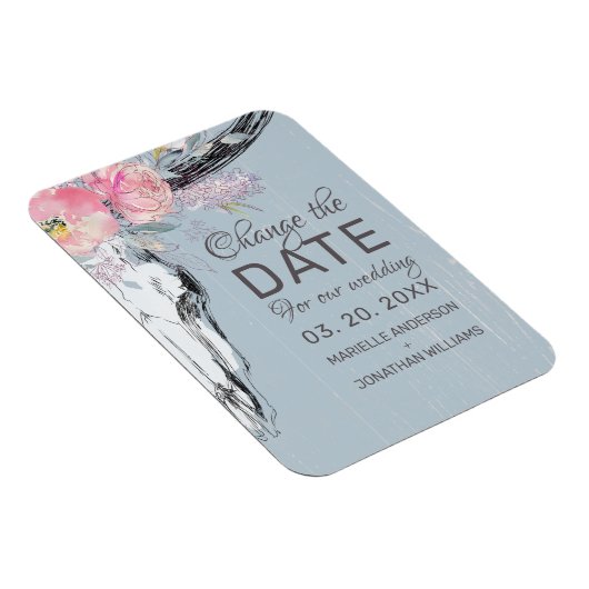 Magnet Flexible Crâne de vache rustique Boho floral Blush Modifier (Côté Droit)