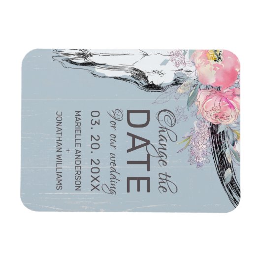 Magnet Flexible Crâne de vache rustique Boho floral Blush Modifier (Horizontal)