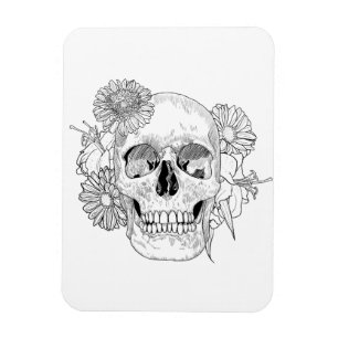 Magnet Flexible Crâne et fleurs inspirés