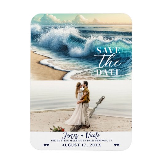 Magnet Flexible Crashing Ocean Waves Coastal Save the Date Photo (Vertical)