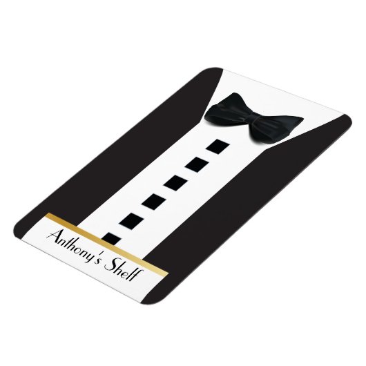Magnet Flexible Cravate noire Tuxedo 🎩 Funny Monogram Frigo (Côté Gauche)