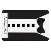 Magnet Flexible Cravate noire Tuxedo 🎩 Funny Monogram Frigo (Horizontal)