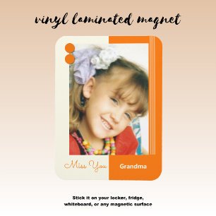 Magnet Flexible Cream and orange miss you grandma photo