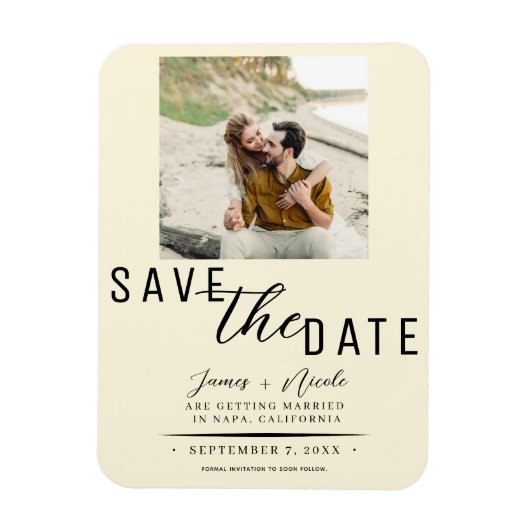 Magnet Flexible Cream Save the Date Photo Mariage (Vertical)