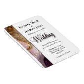 Magnet Flexible Crème, or et Faire-part de mariage rose (Côté Droit)