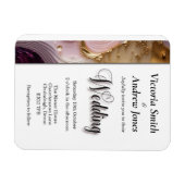 Magnet Flexible Crème, or et Faire-part de mariage rose (Horizontal)