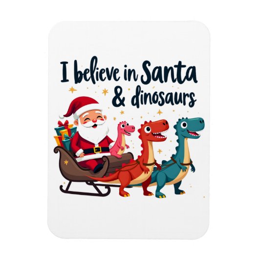 Magnet Flexible croire à Père Noël et les dinosaures (Père Noël éq (Vertical)