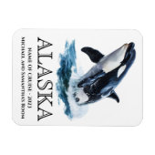 Magnet Flexible Croisière Alaska Croisière Orca Jumping Aquarelle (Horizontal)