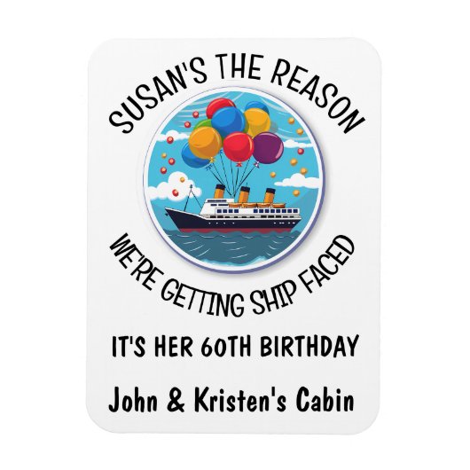 Magnet Flexible Croisière d'anniversaire Funny Group Personnalisé (Vertical)