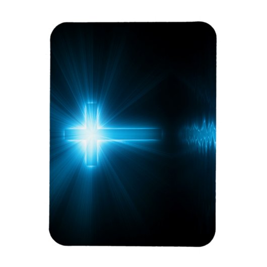 Magnet Flexible Croix chrétienne en lumière bleue (Vertical)