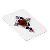 Magnet Flexible Croix d'argent avec une rose rouge (Côté Droit)