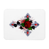 Magnet Flexible Croix d'argent avec une rose rouge (Horizontal)