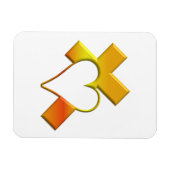 Magnet Flexible Croix jaune "3D" avec coeur (Horizontal)
