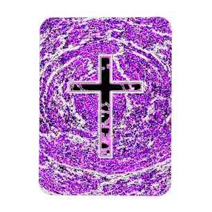 MAGNET FLEXIBLE CROIX NOIRE ET ROSE AVEC ARRIÈRE - PLAN VIOLET