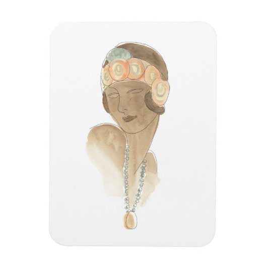 Magnet Flexible Croquis de mode Flapper - Femme avec pièce à cheve (Vertical)