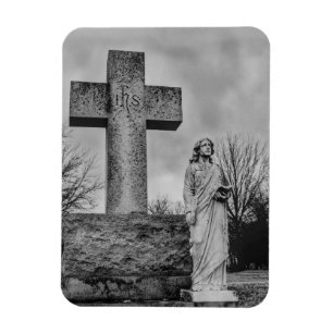Magnet Flexible Crucifix et ange en noir et blanc
