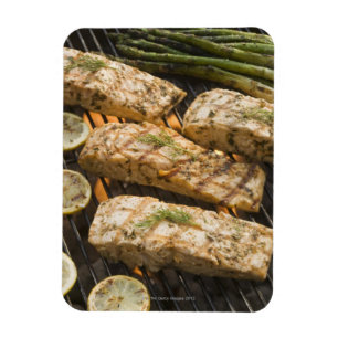 Magnet Flexible Cuisine de poissons et d'asperge sur le gril