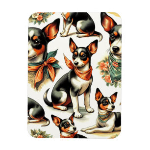 Magnet Flexible Cuisine Vintage Rat Terrier sans couture