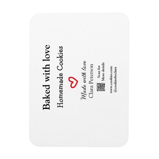 Magnet Flexible Cuit avec amour maison cookies ajouter QR fait ave (Vertical)