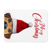 Magnet Flexible Curieux mignon chien drôle avec chapeau de Père No (Horizontal)