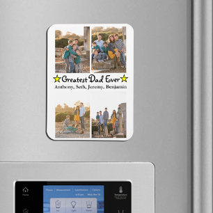 Magnet Flexible Custom 4 Photo Greatest Dad Ever Father's Day