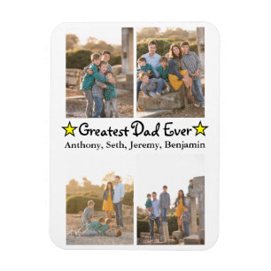 Magnet Flexible Custom 4 Photo Greatest Dad Ever Father's Day