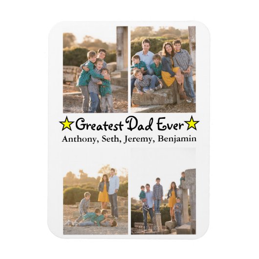 Magnet Flexible Custom 4 Photo Greatest Dad Ever Father's Day (Vertical)