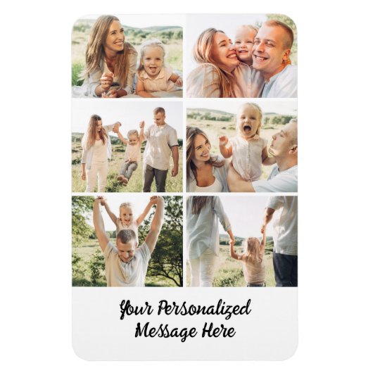Magnet Flexible Custom 6 Photo Collage Text Message Modern Simple (Vertical)