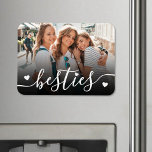 Magnet Flexible Custom Best Friends Photo<br><div class="desc">Personalized Photo Magnet. Create a custom keepsake with this personalized magnet featuring your favorite photo. “Besties” appears across the bottom in flowing script, accented by small heart details, with a subtle black gradient behind the text to make it pop. This clean, simple design is perfect for displaying memories of best...</div>