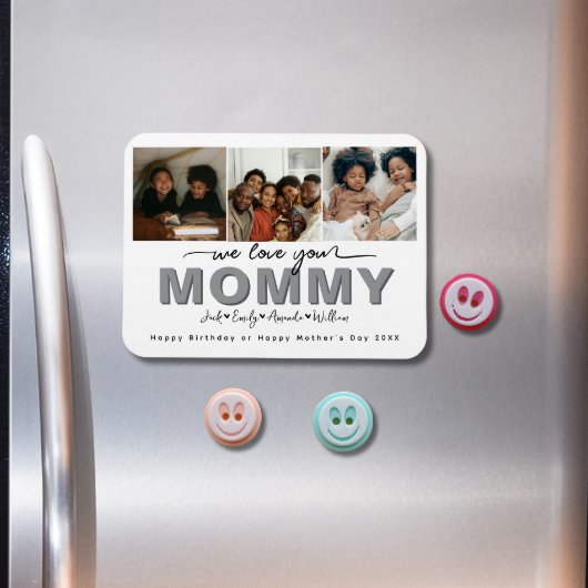 Magnet Flexible Custom Elegant Nous vous aimons Maman Collage phot