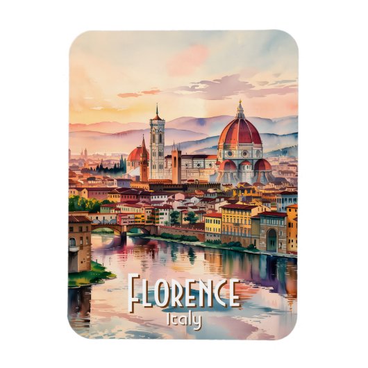 Magnet Flexible Custom Florence Duomo Cathedral Watercolor Skyline (Vertical)