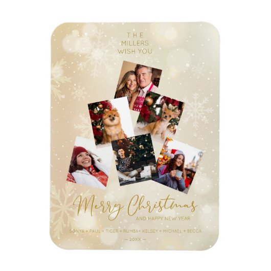Magnet Flexible Custom Photo Family Christmas Tree Happy New Year (Vertical)