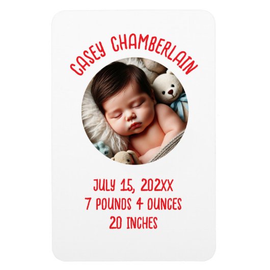 Magnet Flexible custom photo newborn baby announcement (Vertical)