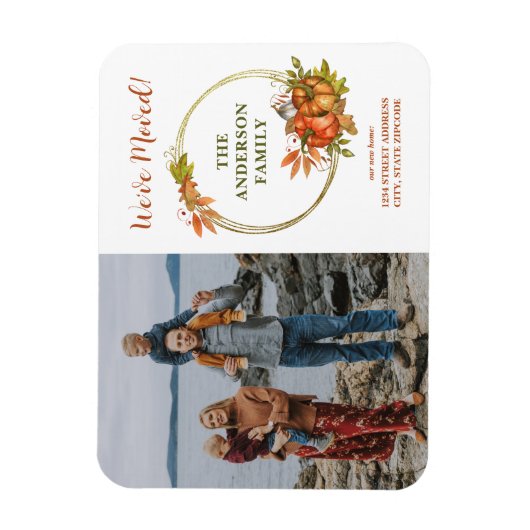 Magnet Flexible Custom Photo Pumpkins Fall New Address We Moved (Vertical)