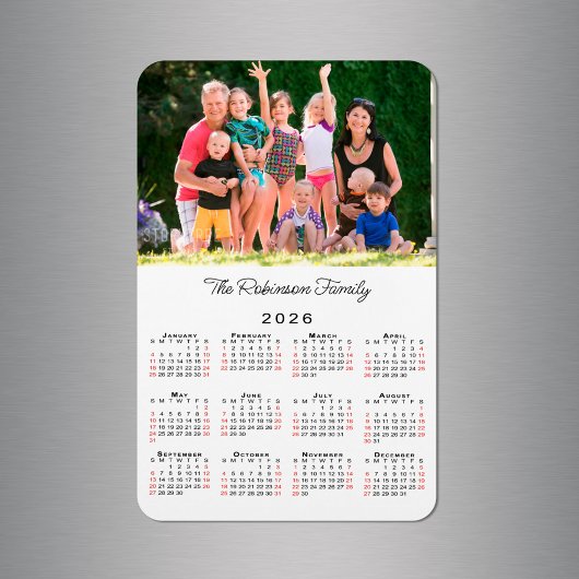 Magnet Flexible Customizable Photo Name 2026 Calendar