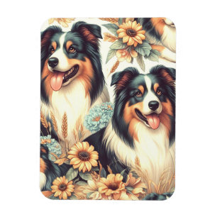 Magnet Flexible Cute Australian Shepherd peinture Vintage