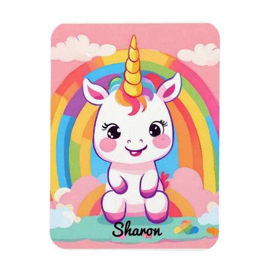 Magnet Flexible Cute Baby Unicorn Arc-en-ciel (Vertical)