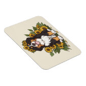 Magnet Flexible Cute Bernese Mountain Dog Wearing Sunflower Crown (Côté Droit)